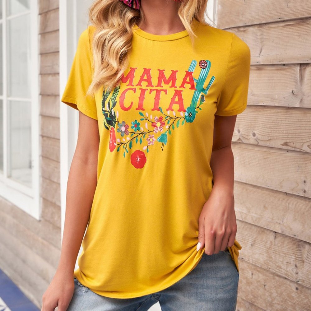 Mamacita Yellow Floral Cactus Tee - Picture 14 of 16